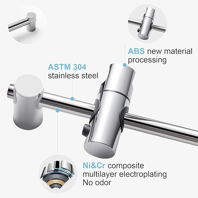 OFFO Shower Slide Bar, 21 in Slide Bar with Adjustable Handheld Shower Head Holder for Bathroom Wall Mounted, Chrome Finish