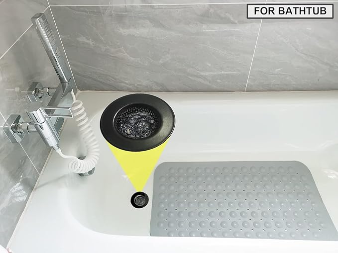 1.75" Bathtub Drain Strainers, Shower Drain Hair Catchers, Stainless Steel Drain Filter Cover for Bathroom Laundry Floor Drain, Fit for 1.75"-3.0" Drain Hole Black