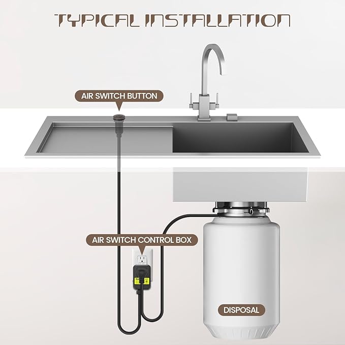 Garbage Disposal Air Switch Kit Sink Top Waste Disposal Long Stainless Steel Oil Rubbed Bronze On/Off Air Button Food and Waste Disposals Part by Etoolcity, UL Listed