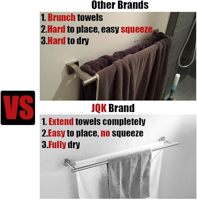 JQK Bath Towel Bar Black, 39 Inch 304 Stainless Steel Thicken 1mm Single Towel Rack for Bathroom, Towel Holder Wall Mount, Useable Length 36 Inch, TB110L36-PB