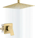 POP SANITARYWARE Ceiling Mount Shower Faucet Set Brushed Gold Bathroom Rainfall 10 Inch Shower Head System Single Handle Shower Trim Kit with Valve