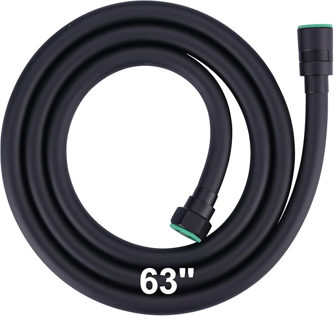 Aleasha Shower Hose, Premium PVC Shower Head Hose Extension for Bathing Toilet Cleaning Dogs Bathing 63 Inches Matte Black Bathroom Handheld Shower Hose