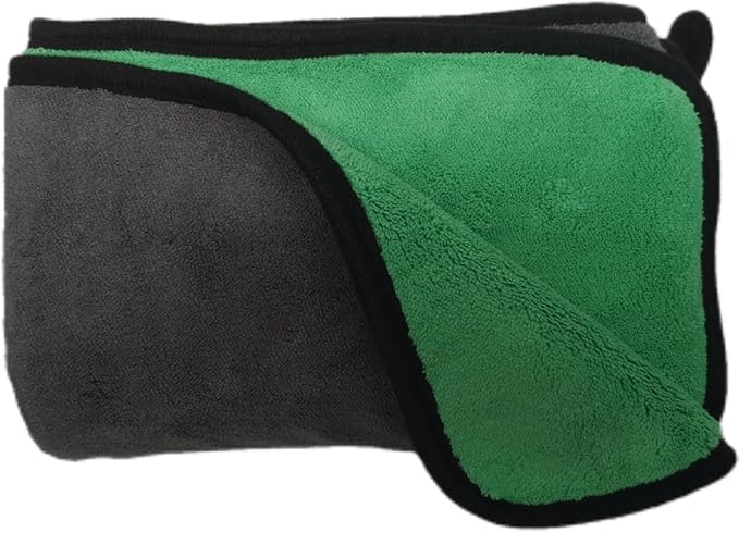 Large Microfiber Drying Towel for Car, Great Thick Soft Plush Towels, 36 x 24inches 800GSM Thickness, Quality, Washable, Absorbency No Scratch Lint Free Drying Towel (36 x 24inches,Grey-Green,1pack)