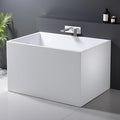 35" Acrylic Freestanding Bathtubs, Stand Alone Tub, Japanese Soaking Tub for Bathroom, Integrated Overflow and Drain, cUPC Certified, Gloss White