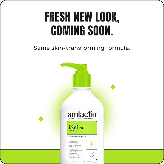 AmLactin Daily Nourish 12% - 14.1 oz Body Lotion with 12% Lactic Acid - Exfoliator and Moisturizer for Dry Skin (Packaging May Vary) (Pack of 2)