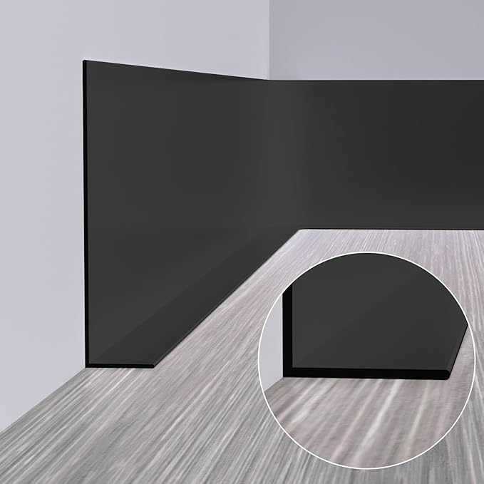 Duzzy Flexible Baseboard Molding Trim, 5 Inch(W) x 60 Feet(L) Peel and Stick Rubber Wall Trim Molding, Self-Adhesive Vinyl Wall Base Cove Base