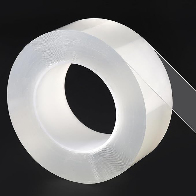 Transparent Weather Sealing Tape, Clear Draft Isolation Film Tape for Door Draft Stopper, Adhesive Tape for Doors, Windows and Shower Glass Gaps - No Residue (1.2 Inch x 16Ft)