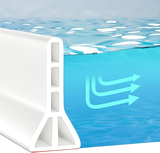 (Upgraded) 3” High Shower Threshold Water Dam 122 Inch Collapsible Shower Water Stopper Water Barrier Shower Water Guard Dry and Wet Separation for Bathroom Kitchen and More(10ft)