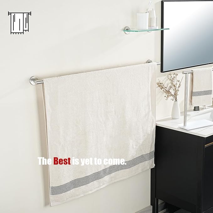 JQK Bath Towel Bar, 39 Inch 304 Stainless Steel Thicken 1mm Single Towel Rack for Bathroom, Towel Holder Brushed Finished Wall Mount, Useable Length 36 Inch, TB110L36-BN
