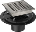 4 Inch Square Shower Floor Drain, Brushed Nickel High Flow Shower Drain Kit with Flange with Hair Filter, Removable Grate Cover, Stainless Steel, Abs Fixing Tray, CUPC Certified(Brushed Nickel)
