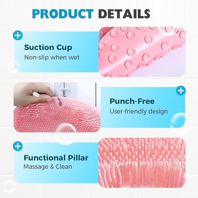 Silicone Shower Foot Scrubber Mat, 2025 Upgrade Shower Mat Slip Suction Cups Foot Scrubber for Men and Women (1 * Green)