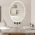 32 X 24 Inch Oval Backlit LED Bathroom Mirror Anti-Fog 3 Colors Light Dimmable Wall Mounted Lighted Bathroom Vanity Mirror Smart Makeup Mirror with Touch Switch