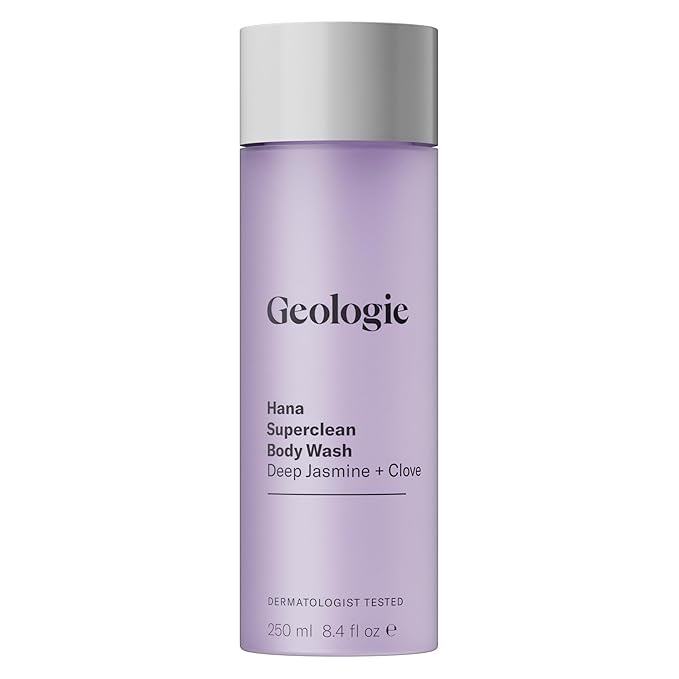 Geologie Hana Superclean Body Wash | Deep Cleansing Jasmine + Clove Shower Gel for Men & Women | All-Natural Clean & Hydrating Derm-Grade Formula | 8.4 fl oz Bottle