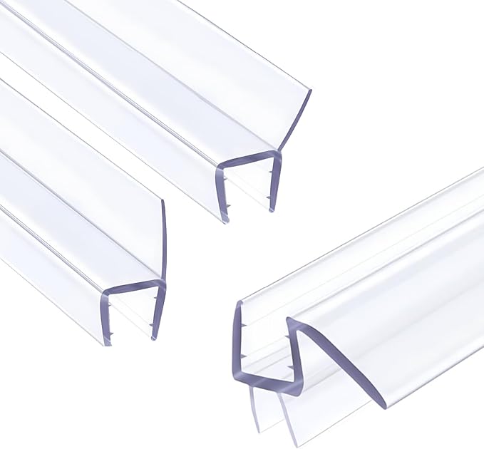Shower Door Seal Strip Kit, Include 2 PCS 84" Shower Door Side Seals and 1 PC 36" Door Bottom Seal for 1/2"(12mm) Thick Glass Shower Door Sweep Set of 3 Polycarbonate