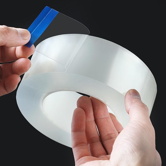 Transparent Weather Sealing Tape, Clear Draft Isolation Film Tape for Door Draft Stopper, Adhesive Tape for Doors, Windows and Shower Glass Gaps - No Residue (2 Inch x 33Ft)