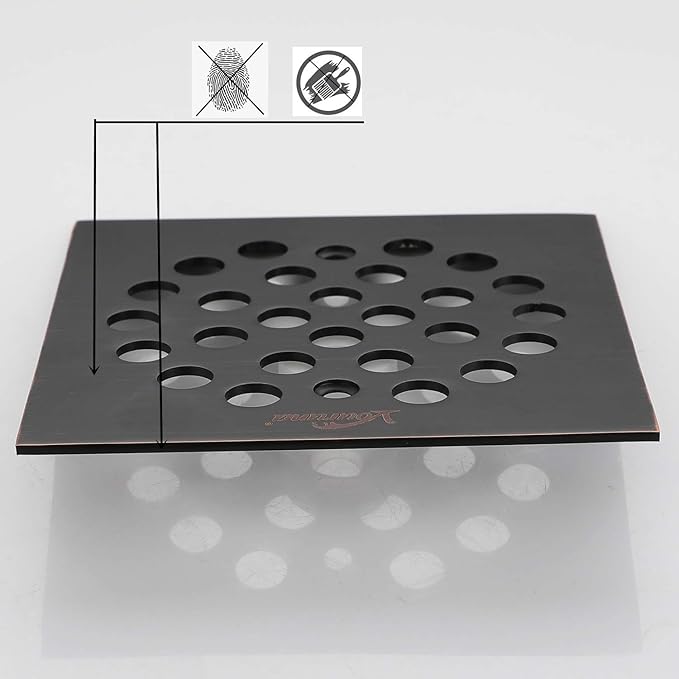 Square 4-1/4-inch Screw-in Shower Floor Drain Grate Strainer (Oil Rubbed Bronze)（Isn't Black）