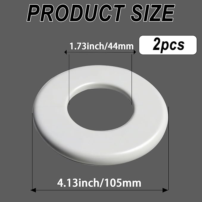 2 Pack Wall Split Flange for 1.73 Inch/44mm OD Pipe ABS Escutcheon Plate Self-Adhesive Round Plumbing Cover Plates for Water Pipe Faucet Decoration, White