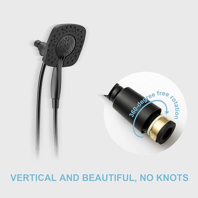 OFFO Shower Hose, 100 in Kink Free Stainless Steel Shower Hose Attachment Electroplating Handheld Shower Head Hose Flex Hoses Extension with Brass Insert & Nut for Pet Bathing Cleaning, Matte Black