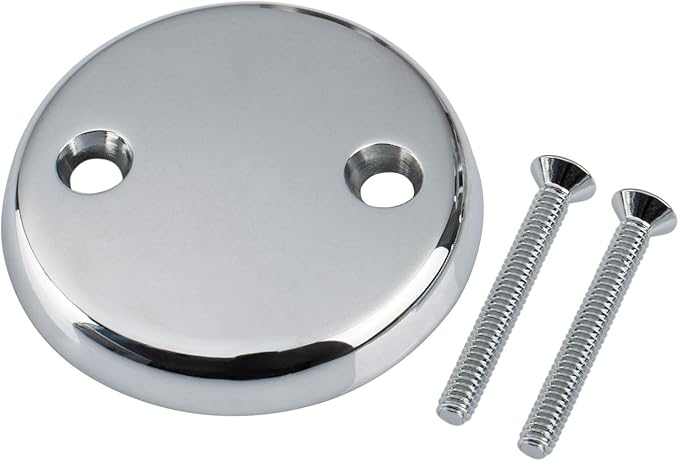 Artiwell Tip-Toe Bathtub Drains Trim Set with Two-Hole Overflow Faceplate, Replacement Bath Drain Trim Kit with 2-Hole Overflow Faceplate and Universal Fine/Coarse Thread (CHROME PLATED)