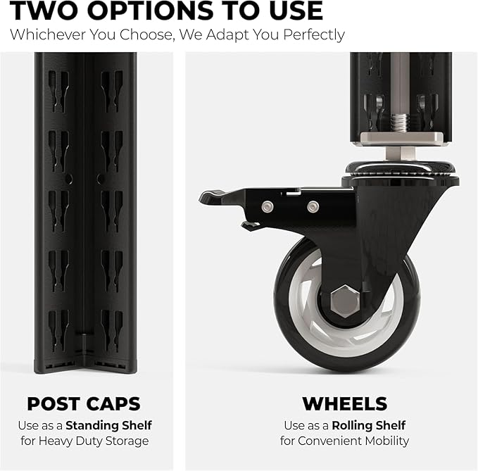 HOMEDANT House 5-Tier Metal Rolling Cart Shelf Rack Casters Heavy Duty Laminated Wheel Shelving Unit Adjustable Utility Storage Shelves Organizer Shelf Kitchen Garage (10, (M) 36.2" W, Black)