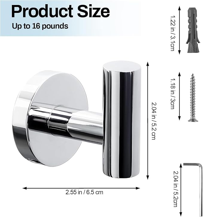 Kruodop Towel Hooks for Bathroom,2 Packs Wall Mount Towel Holder,Black Matte Wall Robe Hook,Stainless Steel Heavy Duty Door Hanger Towel Hook for Kitchen, Bedroom,Hotel,Pool,Coats