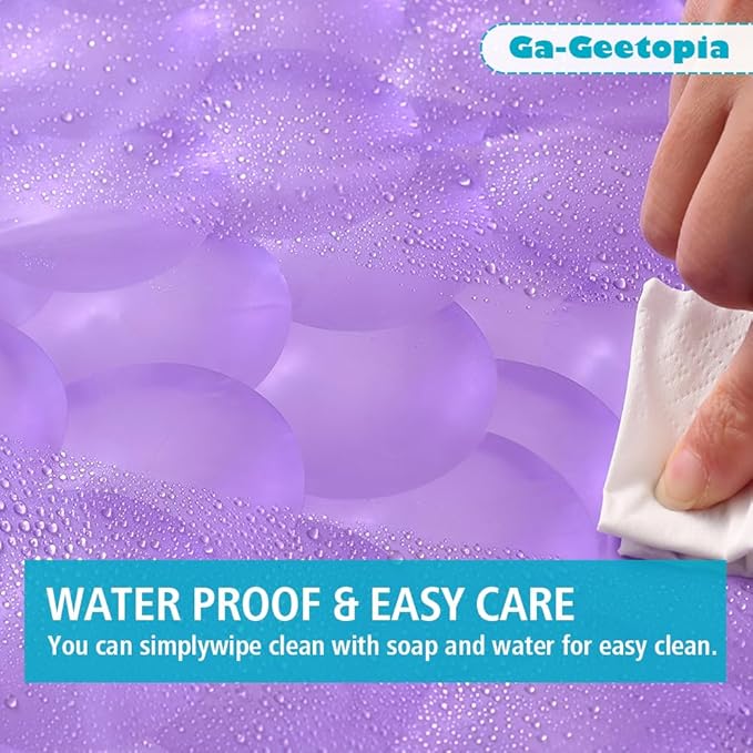 Ga-Geetopia EVA 3D Purple Pearl Plastic Shower Curtain Liner - Premium Light Weight 72" x 72" Bathroom Shower Showroom Curtain Liner with Rustproof Metal Gromments and Weighted Magnet