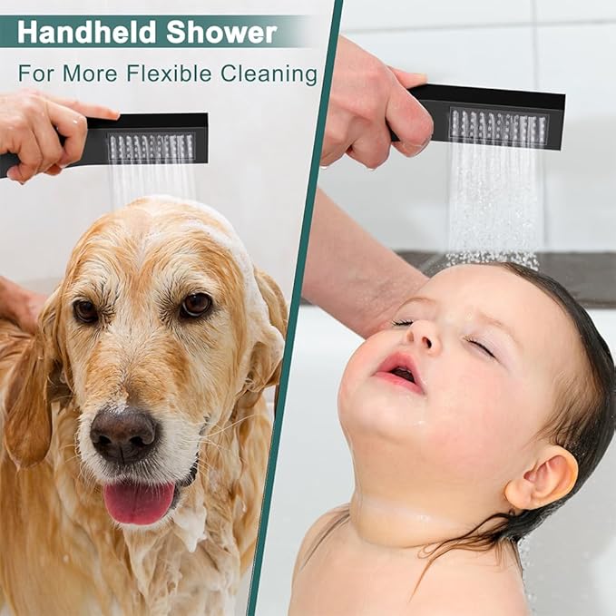 Shower Faucet Set Matte Black Shower System, Starbath 10" Rain Shower Head and Handheld Spray Shower Set Complete Wall Mounted,2 Way Pressure Balance Shower Valve and Trim Kit Included