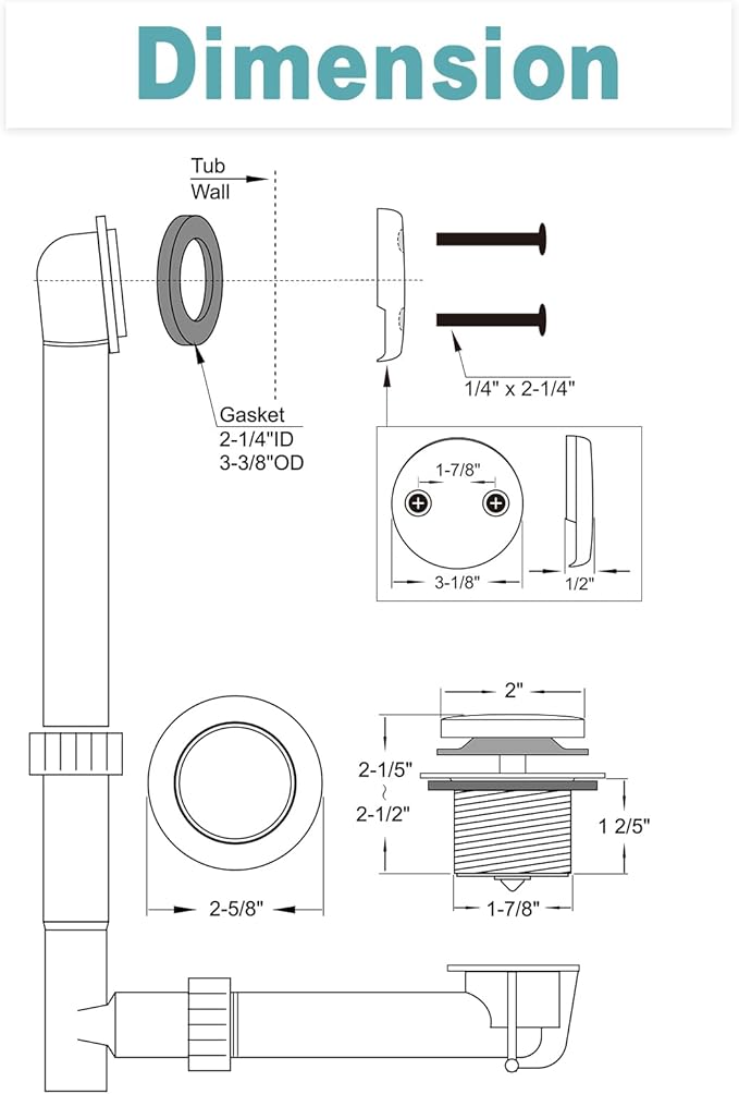 BESTILL Tip-Toe Bathtub Drain Bath Tub Trim Set Conversion Kit, Two Hole Style, Oil Rubbed Bronze