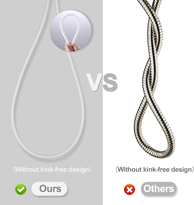 Aleasha Shower Hose, 81 Inches Extra Long Shower Head Hose Extension for Bathing Toilet Cleaning Dogs Bathroom Bathing White Handheld Shower Hose