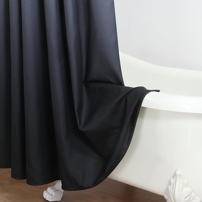90 Inch Fabric Shower Curtain, Extra Long Black and Grey Ombre Shower Curtains for Bathroom, 72" W x 90" H