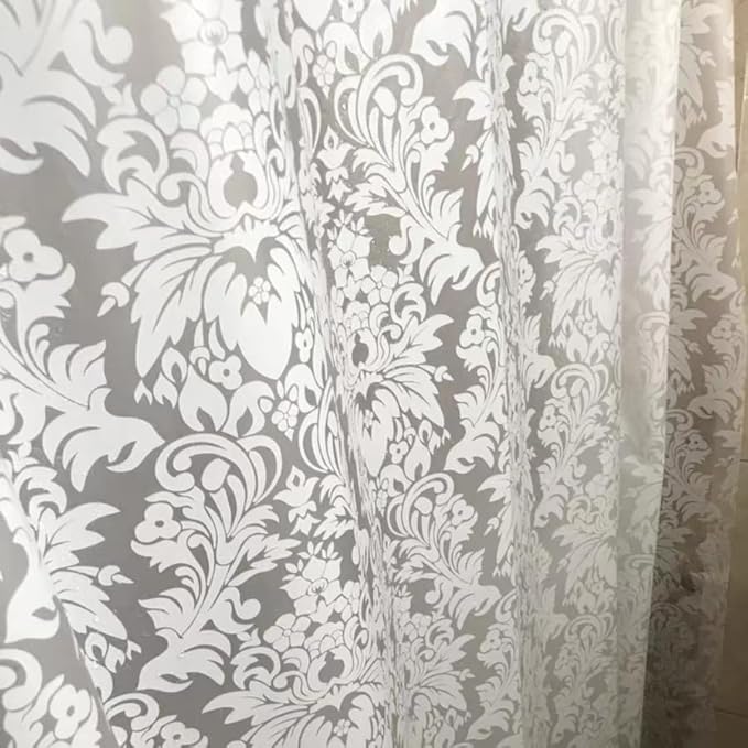 Clawfoot Tub Shower Curtain Floral Damask Liner All Around Extra Wide 180x70 Inch Heavy Duty Artwork Print Bath Curtain for Bathroom Decoration with 36 Metal Grommets Hooks PEVA Waterproof