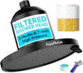 Filtered Shower Head with Filter System, High Pressure 3 Modes 7" Filter Showerhead for Healthier Hair & Skin, Remove Chlorine and Heavy Metals For Hard Water,Best Rain Shower Heads 2.5 GPM, Black