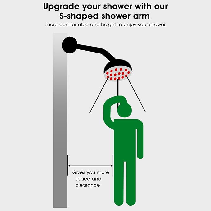 10 Inch Shower Arm with Flange and Stabilizer Bracket, Wall Mounted Shower Pipe Arm 304 Stainless Steel For Fixed Shower Head & Handheld Showerhead, Chrome