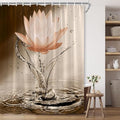 Lotus Shower Curtain Orange Flower Elegant Blooming Floral with Dew Spring Flower Reflection on Water Modern Romantic Polyester Fabric Bathroom Decor 70×78 Inch with Hook
