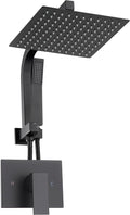 Black Shower Head and Handle Set, Shower Faucet Set with 10 Inch Rain Shower Heads with Handheld Spray Combo, Rainfall Bathroom Shower System Rain Shower Head and Handle Set