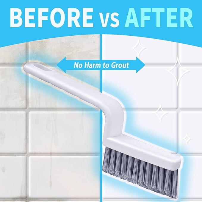 Grout Brush Cleaning,Hard Bristle Grout Cleaner for Tile Floors,Bathroom Cleaning Brushes for Scrub Shower Tile Grout, Black, 4 Pieces