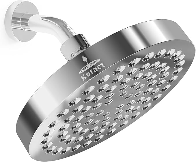 Shower Head High Pressure Rain Premium Quality Luxury Design Anti-Clogging Silicone Nozzles Adjustable Replacement for Bathroom Shower Heads (6 inch Round) (Luxury Polished Chrome 6" Round)