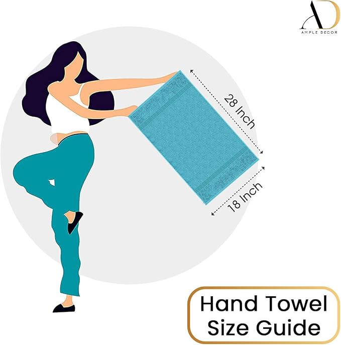 Ample Decor Bathroom Hand Towel 18 X 28 Inch 600 GSM 100% Cotton - Popcorn Textured Towel for Bathroom- Pack of 6 Sky Blue