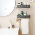 Shower Caddy Suction Cup, Space-Saving Shower Organizer Removable Storage Rack With Large Capacity, No Drilling Suction Shelves for Bathroom Storage & Home Decor(2 Tier Square-Gray)