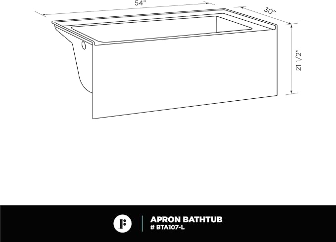 Fine Fixtures Acrylic, Fiberglass Alcove Soaking Bathtub with Integral Apron Front - Drain Included (54" x 30", Left Hand, White)