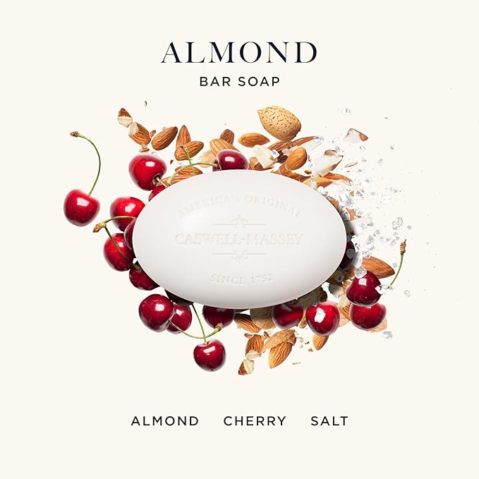 Caswell-Massey Almond Natural Bar Soap Gift Set - Moisturizing Triple-Milled Body Soap for Men & Women - Plant-Based with Essential Oils for Soft Skin, Cruelty-Free, USA Made, 12 Bars x 5.8 oz