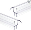 KC Hardware Frameless Shower Door Bottom Seal Strip with Drip Rail - Shower Door Seal Sweep for 3/8 Inch Thick Glass - Acts as a Leak Guard to Prevent Water Leaks - 39 Inch - Ultra Clear - Pack of 2