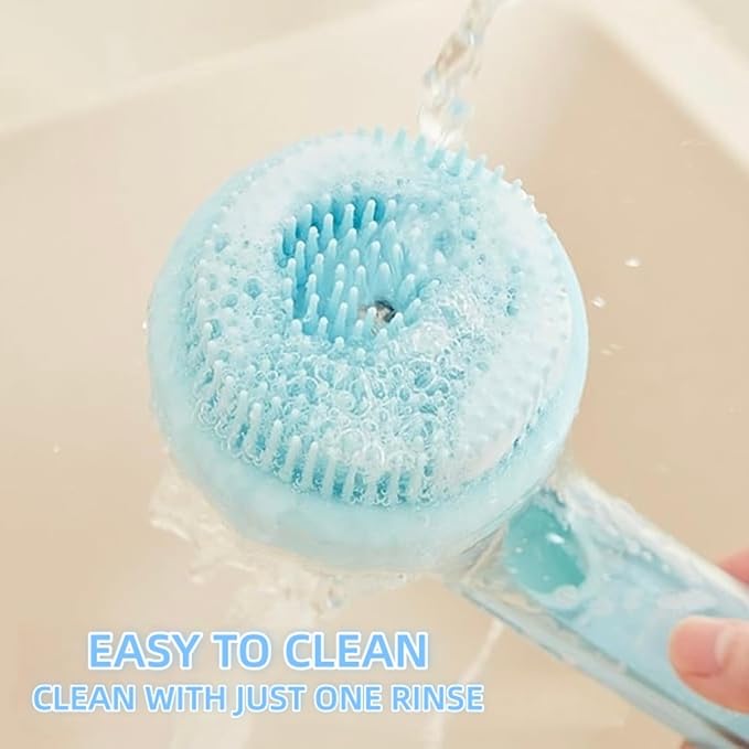 Pet Bath Brush 2 in 1 Dog Shampoo Brush with Built-in Shampoo Dispenser for Long Short Haired Dogs Cats Bubble Maker for Bathing Grooming (Yellow)