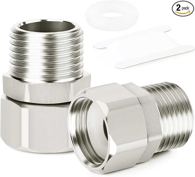 TAISHER 2PCS 304 Stainless Steel Flexible Movable Connector, 1/2" Male for Sprayer, Angled Valve, Shower Arm