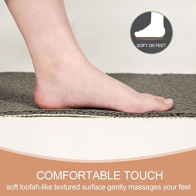 Joyhalo Shower Mats for Showers Anti Slip for Elderly, 32'' x 24'' Non Slip Bath Mat for Inside Shower, Bath Tub Mats for Bathroom Non Slip for Shower, PVC Loofah Bathroom Mats, Grey