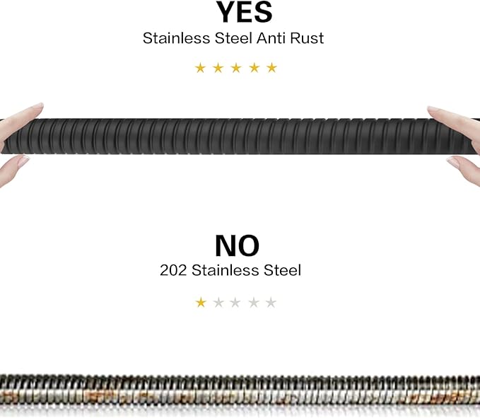 RUMOSE 69 inches Shower Hose Shower Head Extension Hose Extra Long Stainless Steel Shower Tube Attachment Flexible Handheld Shower Sprayer Hose, Matte Black