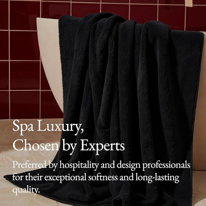 Italic Ultraplush 100% Australian Cotton Bath Sheets - Set of 2 Luxury Extra Large Heavy Duty Bath Sheets, 800GSM Plush and Absorbent Bath Sheets for Hotels, Bath & Spa (Black)