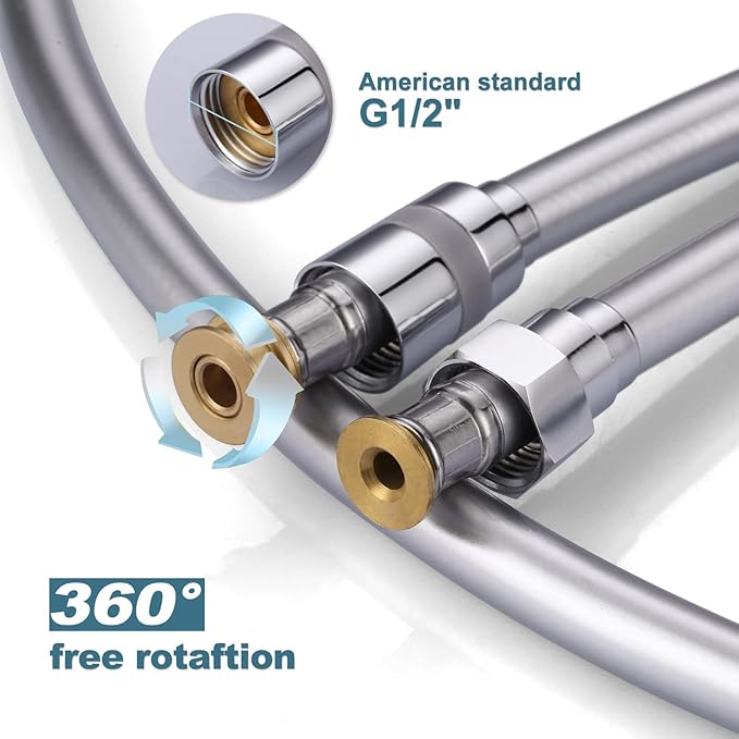Aleasha 101 Inches Extra Long Shower Head Hose Extension for Bathing, Toilet Cleaning, Dogs, Bathroom - Chrome Handheld Shower Hose