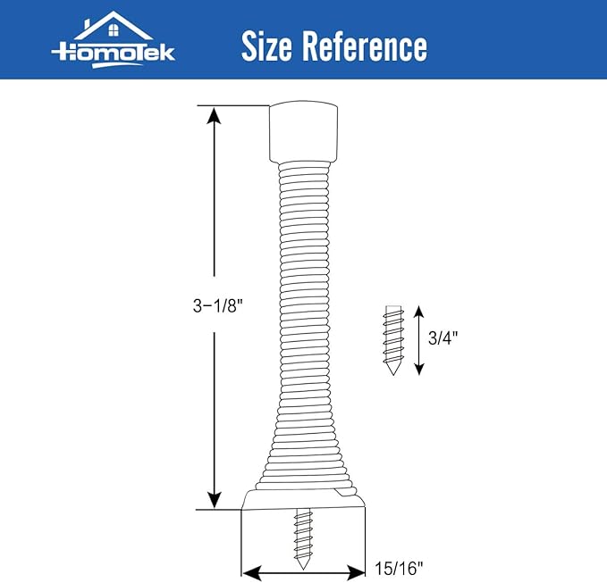 HOMOTEK 30 Pack Spring Door Stops,3-1/8” Heavy Duty Door Stop - Flexible Spring Door Stopper with Low Mounted White Rubber Bumper Tips, White