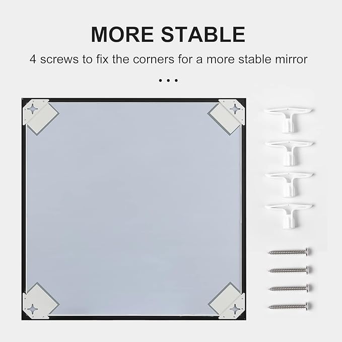 24x32 Inch Black Bathroom Mirror, Copper-Free Aluminum Alloy Frame Vanity Mirror, Rectangle Wall Mounted Modern Mirror for Bedroom/Living Room/Porch Horizontal or Vertical